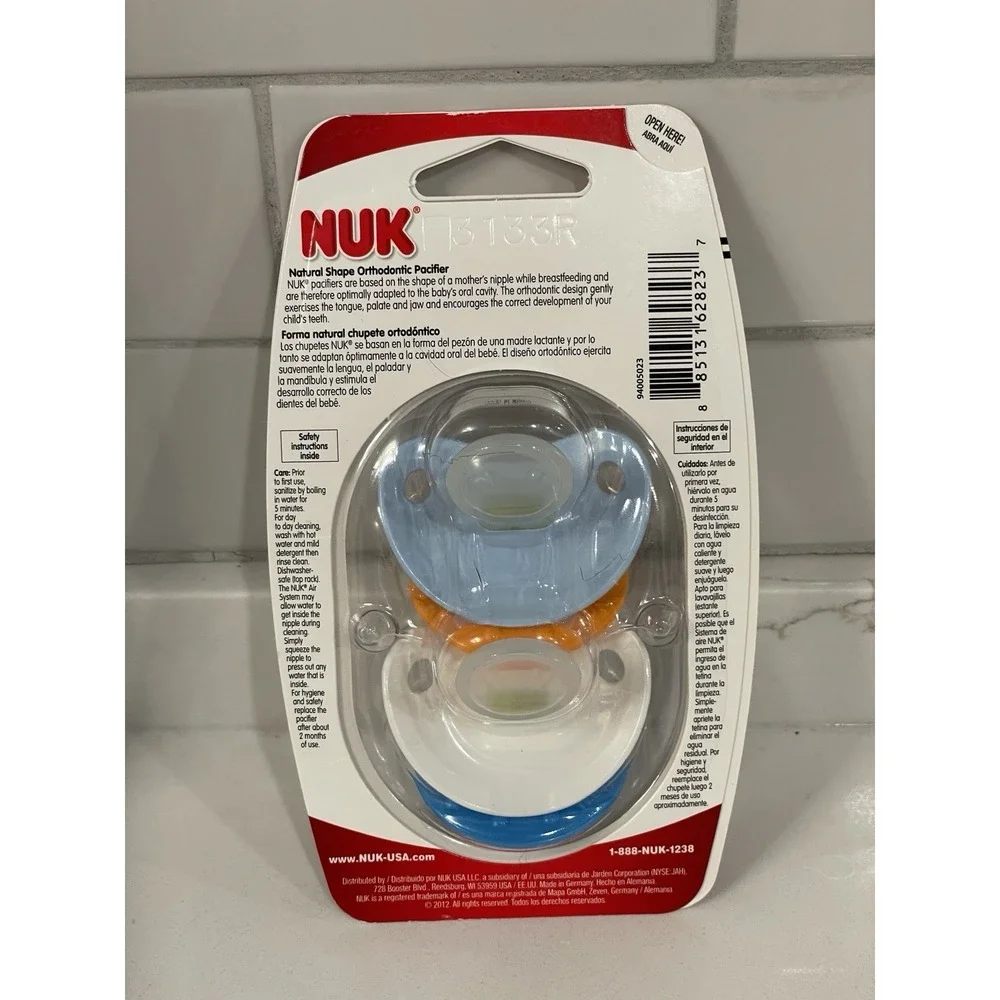 NUK Orthodontic Pacifier Natural Shape 18-36 Months Silicone BPA Free 2 Pack New